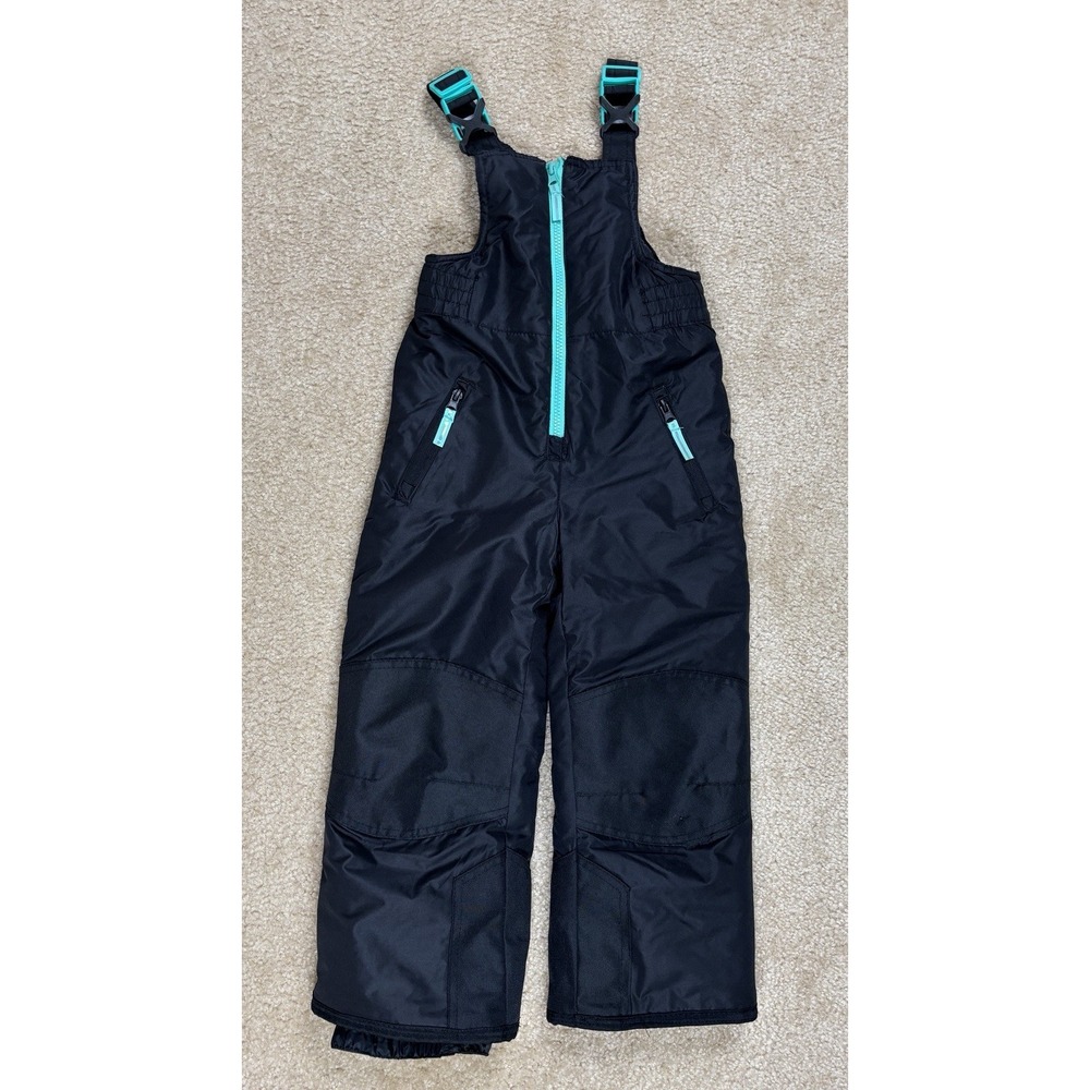 Champion Snow Bib Overalls Child XS 4-5 Black With Mint Green Ski Pants